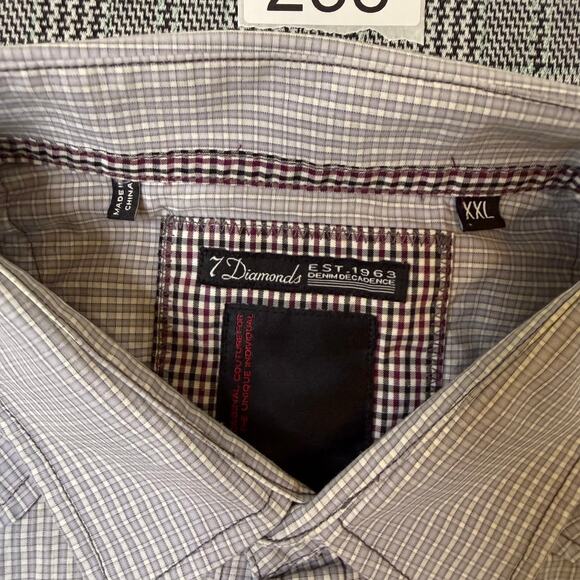 7 Diamonds Men's Shirt Gray Cotton Slim Fit Button-Down Size XXL - Picture 2 of 7